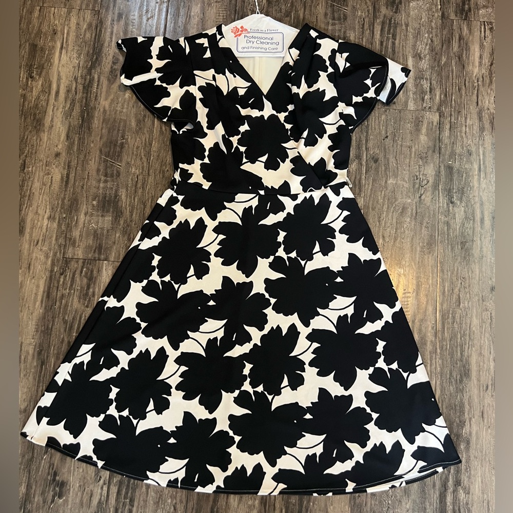 Shelby & Palmer Black and White Floral Midi Dress